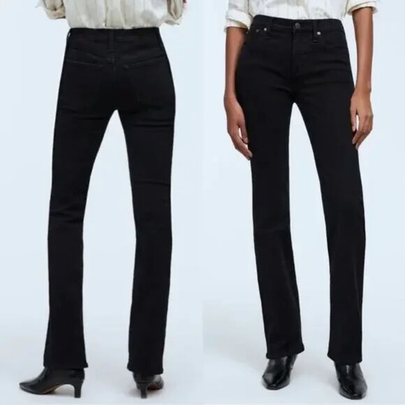 Madewell Jeans Black Mid Rise Kick Out Stretch Denim Womens Size 34 (tag 32) NEW - Picture 2 of 15